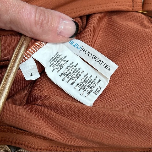 Bleu Rod Beattie Plunge One Piece Swimsuit Brown Gold - Picture 14 of 14